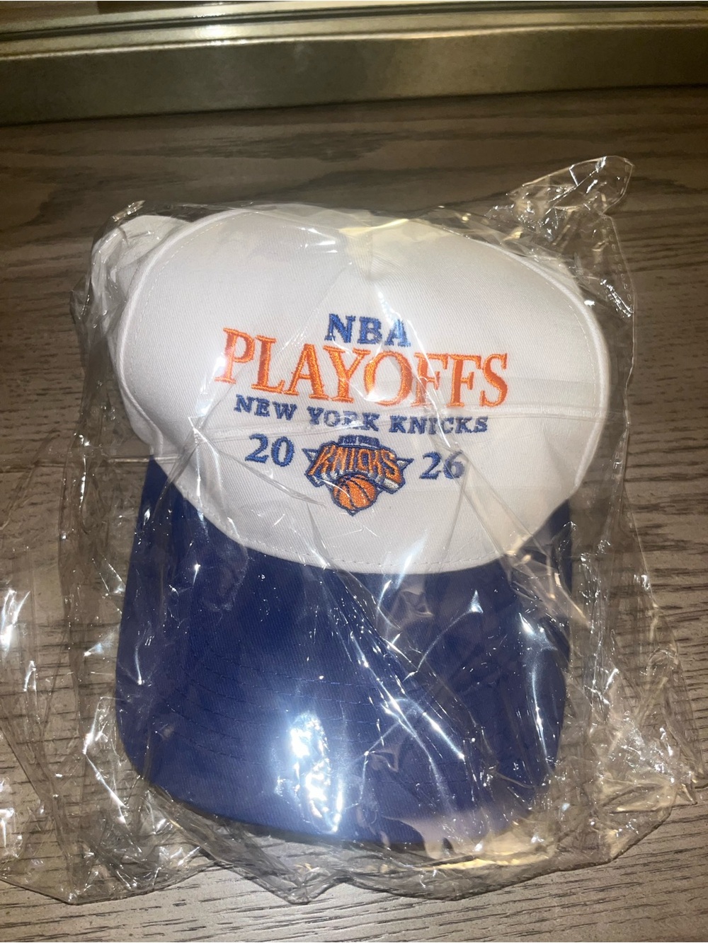 47 White & Blue New York Knicks NBA Playoffs Hat-Unopened in Packaging